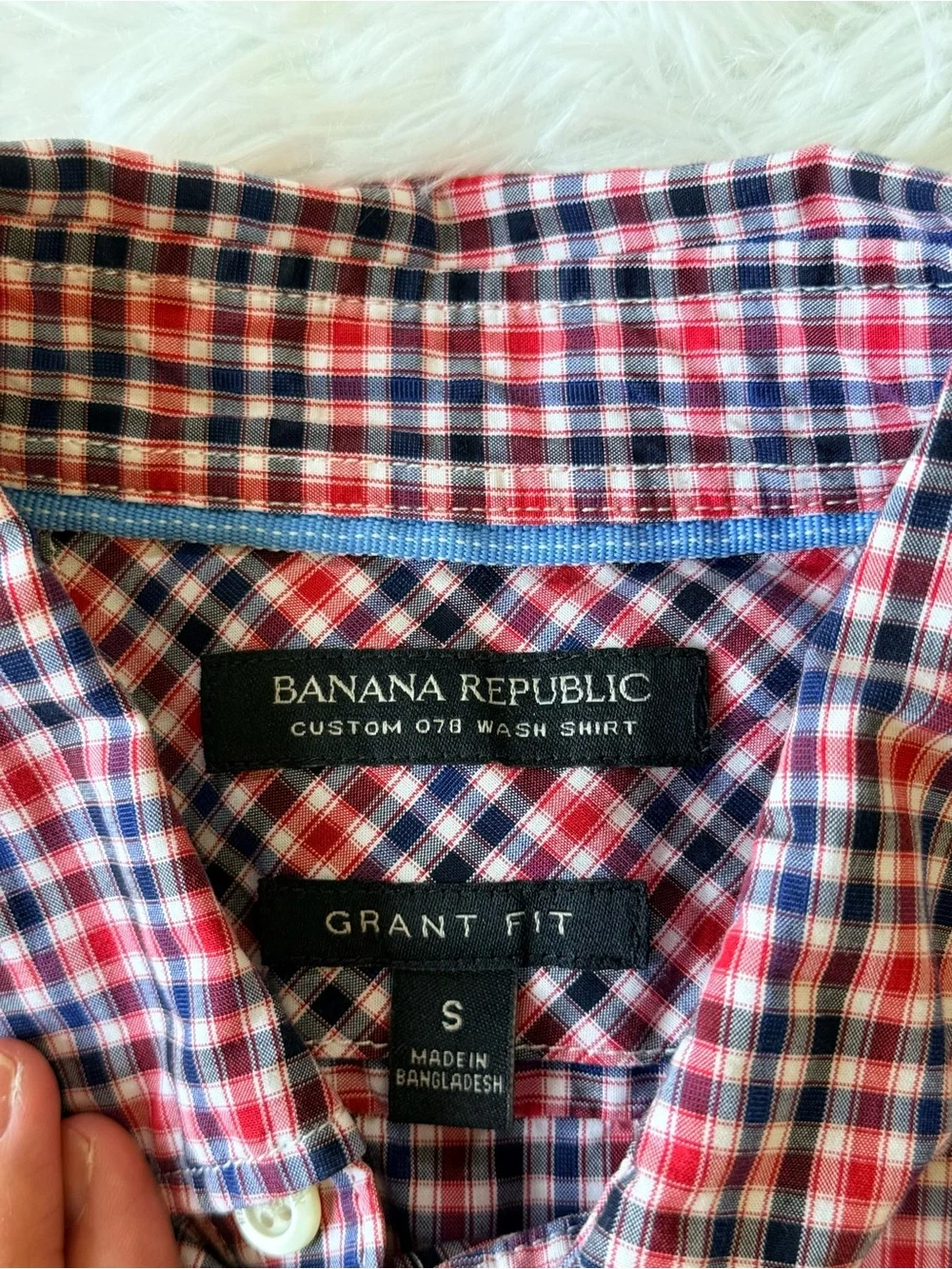 Banana Republic Button-Down Plaid Dress Shirt - Red & Blue